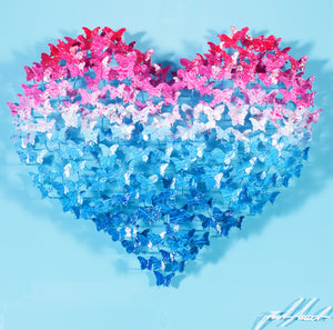 FLYING LOVE MINI - FUCHSIA/BLUE BUTTERFLIES ON BABY BLUE